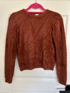 OVS Cozy Fuzzy Crewneck Sweater in Rust